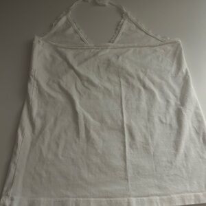 Brandy Melville White Lace-Trim Halter Cotton Cami Top